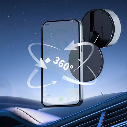Auto-Unlock Phone Holder: Strongest Magnetic Suction + Fast Wireless Charging, 360° Rotating Dashboard Mount for All Phones