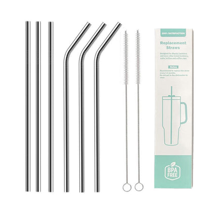 304SS Straw Set for 40oz Cup 3 Straight 3 Bent with 2 Brushes Boxed
