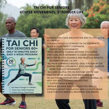 Tai Chi Practice Book for Seniors & Beginners Spiral-Bound Daily Exercises