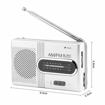 Portable Mini Pocket AM/FM Radio with Built-in Speaker Stereo Battery Powered