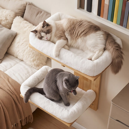 Pawz Cat Wall Shelves 2 Steps Wide Perch Soft Beds for Large Cats Climbing White-2109794021877616646