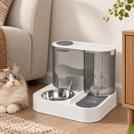 PaWz Automatic Cat Feeder Gravity Food and Water Dispenser for Home Travel White-2109799598678282247