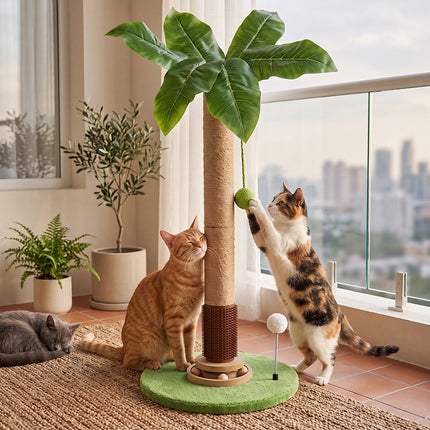 Pawz Cat Scratching Post 77cm Palm Tree Cat Scratcher Balls Sisal Green-2109794018702528518
