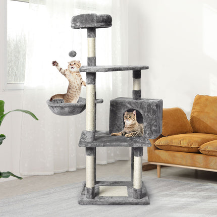 PaWz 130cm Cat Tree Toy Scratching Post Grey-2102558622503538694