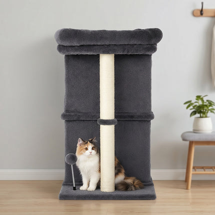 Pawz Cat Tree Cat Tower Top Perch Sisal Post E1 Particle Board Dark Grey-2109794021273636870