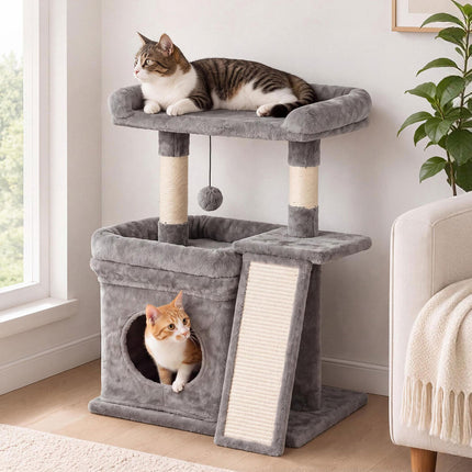 Pawz Cat Tree Tower Large Perch Condo Sisal Scratcher for Indoor Felines Grey-2109794022993301510