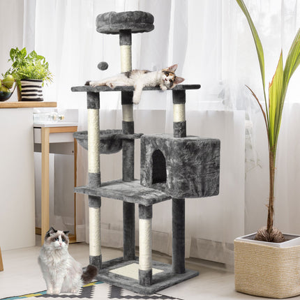 PaWz 130cm Cat Tree Toy Scratching Post Grey-2102558622503538695