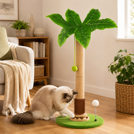 Pawz Cat Scratching Post 77cm Palm Tree Cat Scratcher Balls Sisal Green-2109794018702528519