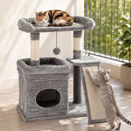 Pawz Cat Tree Tower Large Perch Condo Sisal Scratcher for Indoor Felines Grey-2109794022993301511