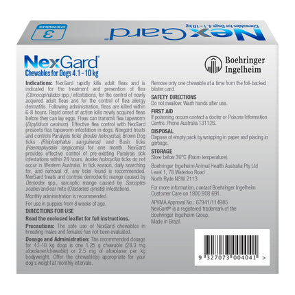 Nexgard Medium Dogs 4.1-10kg Blue 3pk-2050056833674121217