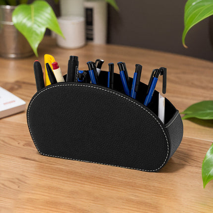 PU Leather Remote & Phone Storage Box Desk Organizer Holder for Home