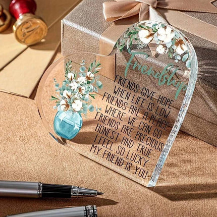 Friendship Gift Acrylic Plaque – Best Friend Birthday Thank You Present for Her