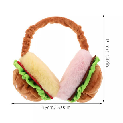 Funny Burger Ear Muffs & Hamburger Warmer Piggy Bank for Adults