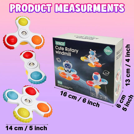 Fidget Spinner Space Toy Set 3pcs – Suction Cup Bath Fun Play