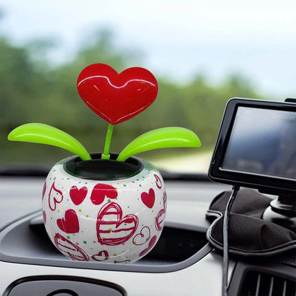 Solar Dancing Flower Figurine, Red Light-Up Car Dashboard Toy