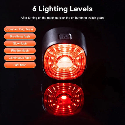 USB Rechargeable Bike Tail Light with Brake Sensor, Super-Bright LED Rear Light for Mountain & Road Cycling