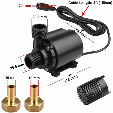 DC 12V Brushless Submersible Water Pump 500L/H for Aquarium & Fish Pond