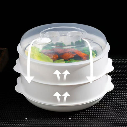 Multi-Layer Plastic Steamer Basket, Large Microwave Steamer, Heat-Resistant