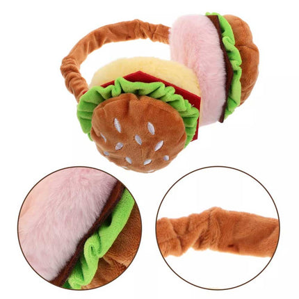 Funny Burger Ear Muffs & Hamburger Warmer Piggy Bank for Adults