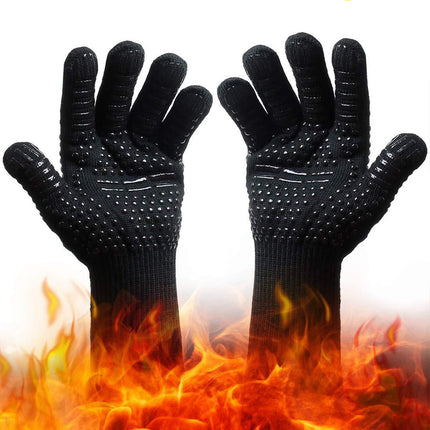 2X 1472°F Heat Resistant Oven BBQ Gloves 35cm Silicone Kitchen Mitts