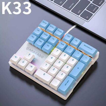 33-Key Left-Hand Mini Keyboard, PBT Keycaps, Plug & Play Keypad