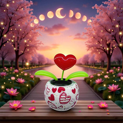 Solar Dancing Flower Figurine, Red Light-Up Car Dashboard Toy