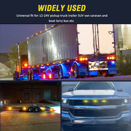 10X 12V-24V LED Clearance Marker Lights for Trucks, Trailers, Caravans, and Lorries