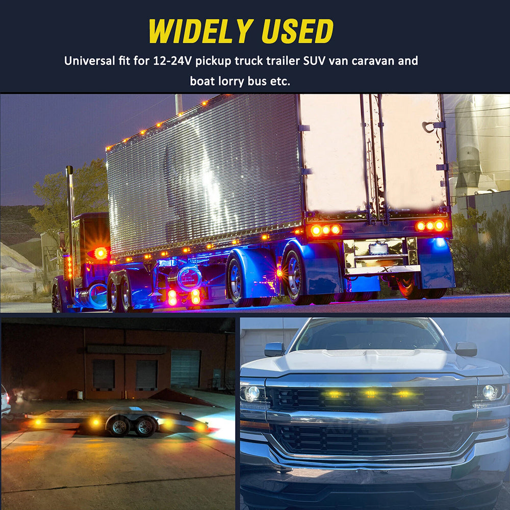 10X 12V-24V LED Clearance Marker Lights for Trucks, Trailers, Caravans, and Lorries