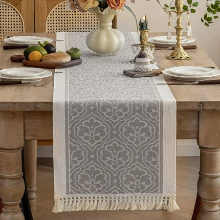 Jacquard Tassel Table Runner for Counter & Table Decor