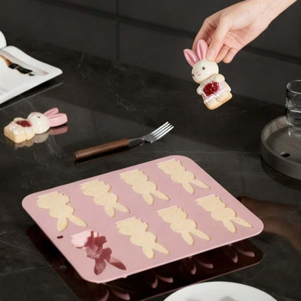 8 Grids Easter Bunny Molds - Non-Stick Baking Mold for Chocolate, Cake, Jelly - Food Grade Silicone Bakeware