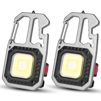 USB Rechargeable LED COB Work Light, Mini Magnetic Keychain Torch Lamp