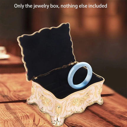 Vintage Alloy Trinket Box Ring Necklace Storage Organizer Jewelry Case Gift
