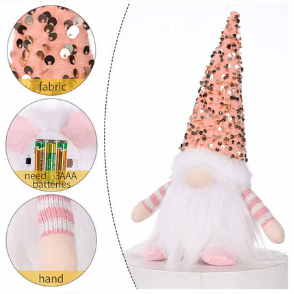 3Pack Christmas Gnome Santa Light with Bling Hat Party Table Decor