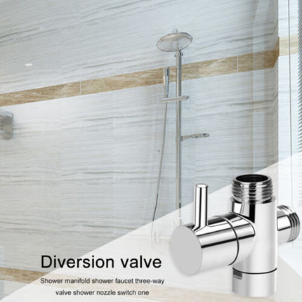 3-Way Copper Shower Diverter Valve - 1/2" Water Splitter Adapter for Faucet & Nozzle