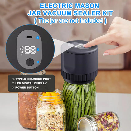 Electric Automatic Mason Jar Vacuum Sealer Kit with Lids