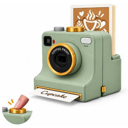 3D Printed Latte Art Camera Coffee Powder Printer with Stencil Cards
