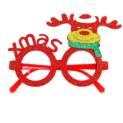 Christmas Party Glasses Snowman Reindeer Antler Frame Decoration