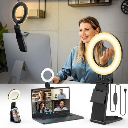 USB Rechargeable LED Selfie Light with Phone Holder for All Phones & Laptops