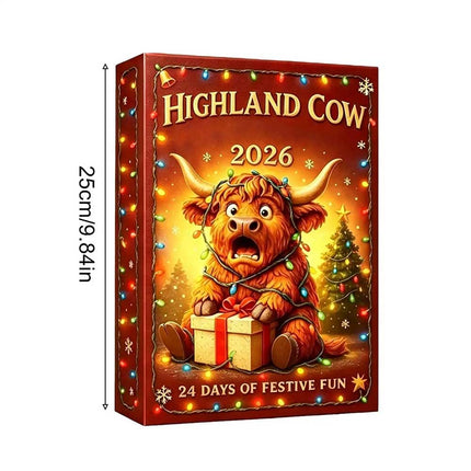 Highland Cow Christmas Advent Calendar 2026 24-Day Acrylic 2D Figure Gift