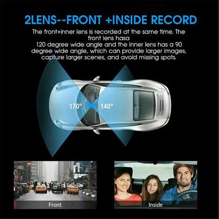 Dual Channel Dash Cam | Front and Rear Recorder with G-Sensor & 1080P Full HD