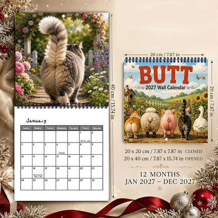 2027 Funny Animal Butts Wall Calendar Humorous Hanging Gift