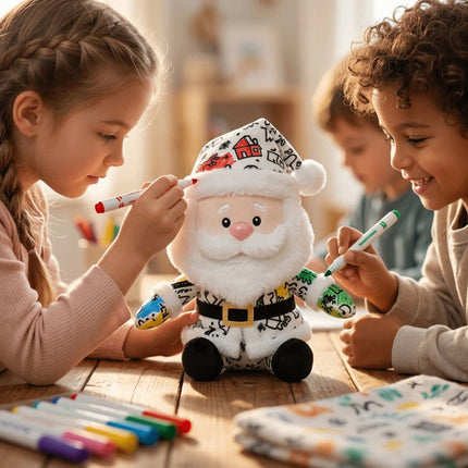 DIY Paintable Santa Claus Plush Toy Blank for Christmas Crafts