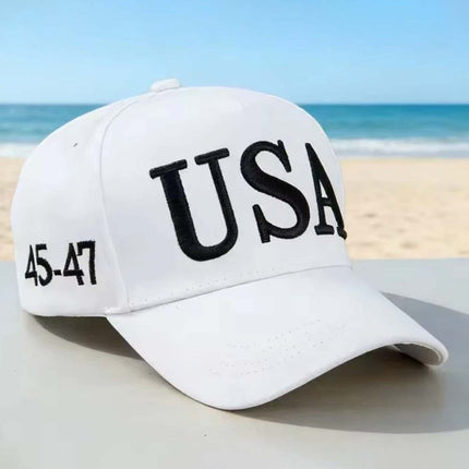 USA Donald Trump Hat #45-47 Flag Print Strapback Cap President Logo Adjustable New