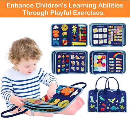 Blue Toddler Montessori Busy Board – Sensory & Intelligence Learning Toy