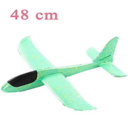 48CM Foam Glider Stunt Plane w/ Head Light, Hand Throw Outdoor Toy for Kids