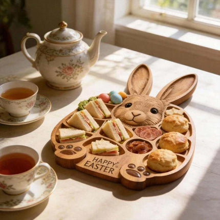 Wooden Cold Dish Platter for Easter – 14"x14" Serving Board, Great Gift, Easy Clean Kitchen Accessory