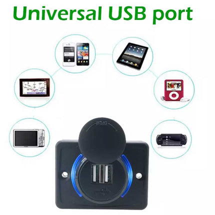 Dual QC3.0 USB Car Fast Charger 3.1A 12/24V Socket Panel for Caravan RV