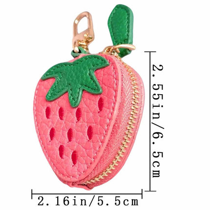 Strawberry Coin Purse Keychain Leather Small Bag Charm