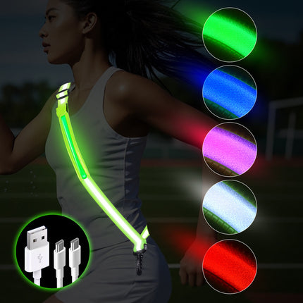 Flashing LED Reflective Safety Sash Belt for Night Walking Gear