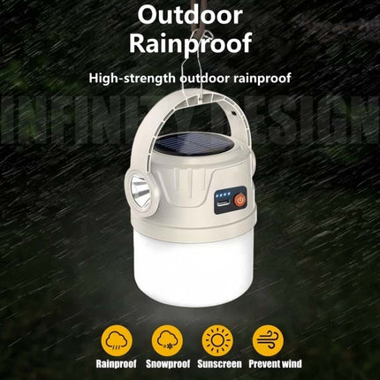 Solar LED Camping Lantern Flashlight, USB Rechargeable Tent Light for Outdoor Hiking & Emergency